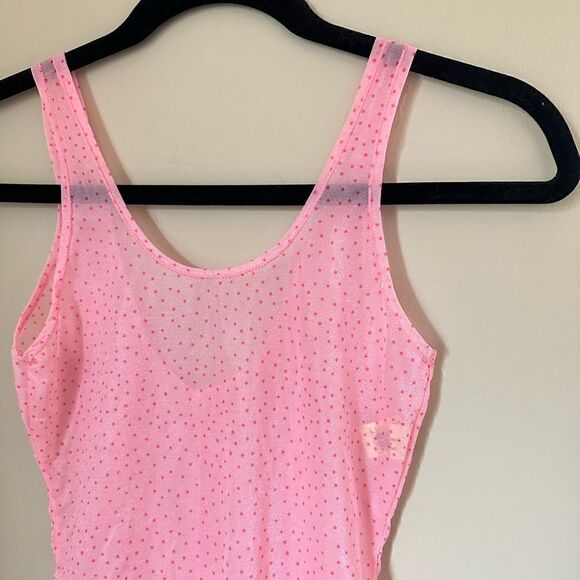 Vintage ILGWU 1970s Cathy Hardwick Barbie pink sheer nylon polka dot body suit - Picture 4 of 11